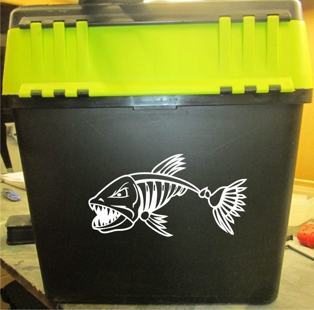 (image for) 1 X Fishing Skeleton Decal For Your Seatbox 10" X 5.1" approx